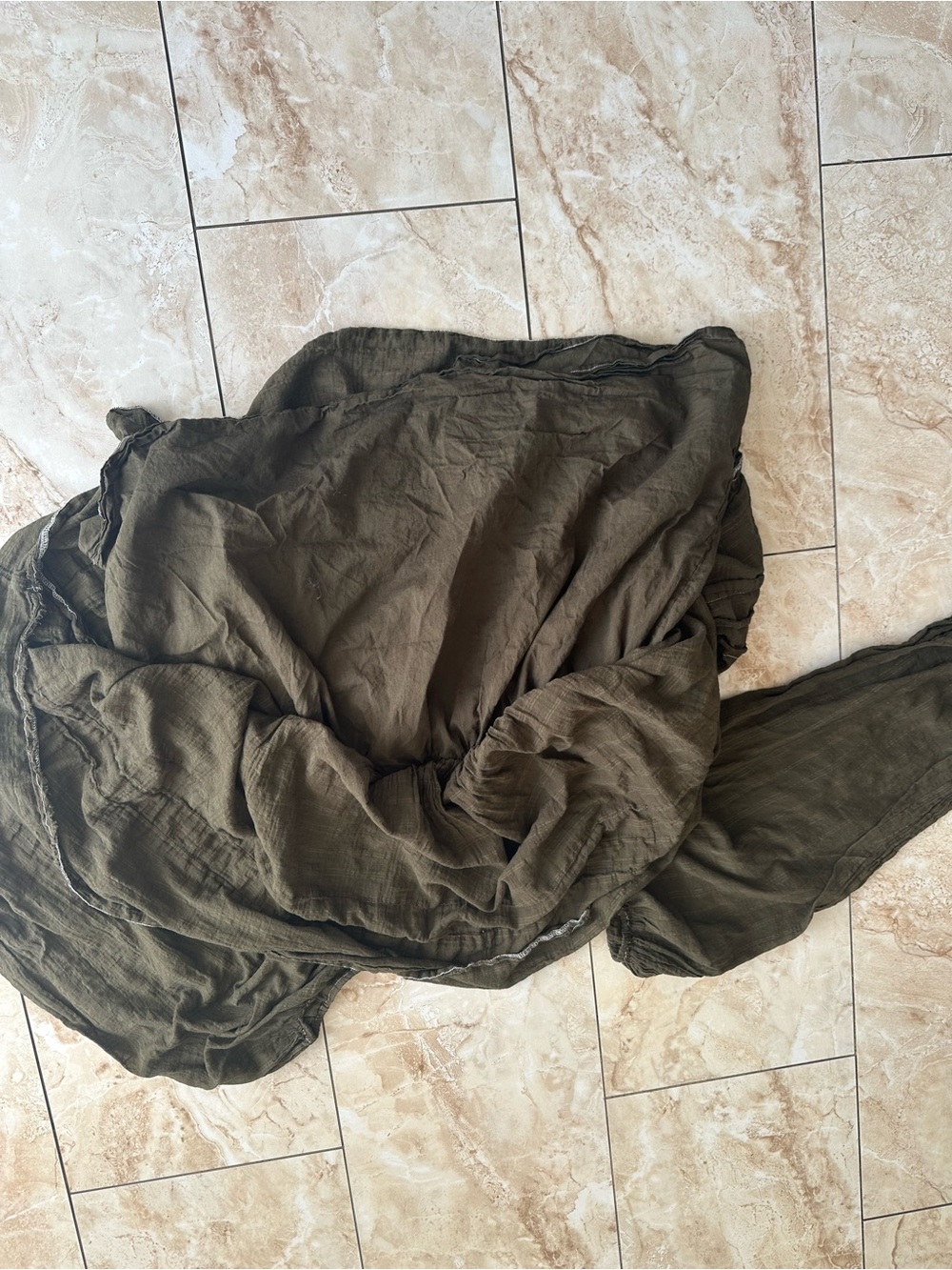 Free People Olive Peasant Tunic with Smocked Waist - Picture 9 of 9